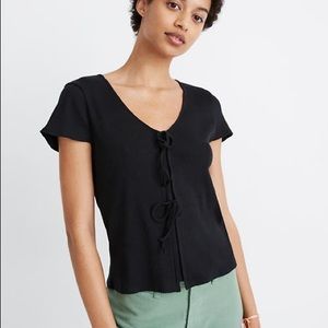 Madewell Ribbed Bow Front Tee